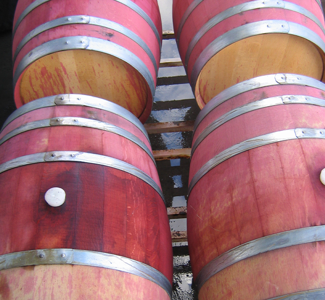 Red wine barrels used for Pinot Noir